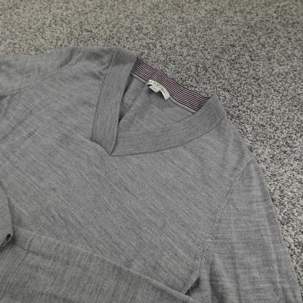 Orvis Sweater Womens S Gray Merino Wool Pullover V Neck Long Sleeve Knit Outdoor